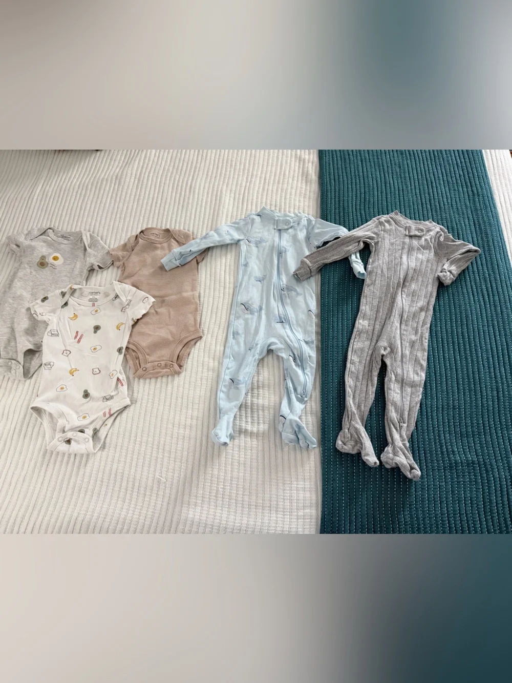 Mixed Baby One-Piece Set, Carter’s and Membersmark, 9 m, 5 pcs